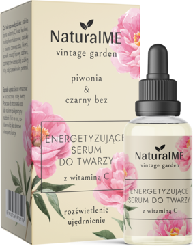 NATURALME Vintage Garden ,serum do twarzy, energetyzujące, z witaminą C, Piwonia i Czarny Bez,kompozycja-2