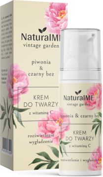 NATURALME Vintage Garden ,krem do twarzy, z witaminą C, Piwonia i Czarny Bez,kompozycja-2