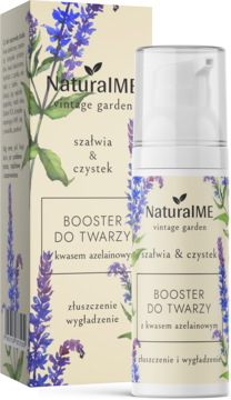 NATURALME Vintage Garden ,booster do twarzy, z kwasem azelainowym, Szałwia i Czystek,kompozycja-2