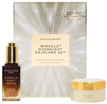REVOLUTION PRO Miracle Overnight Skincare,zestaw kosmetyków do twarzy, balsam do demakijażu + serum na noc,kompozycja-2