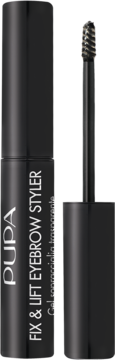 PUPA FIX & LIFT EYEBROW STYLER w czarnej tubce z otwartą nakrętką, ukazując spiralną szczoteczkę.