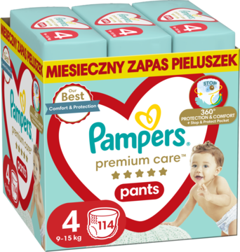 PAMPERS Premium Care ,pieluchomajtki, 9-15kg, rozmiar 4;,kompozycja-2