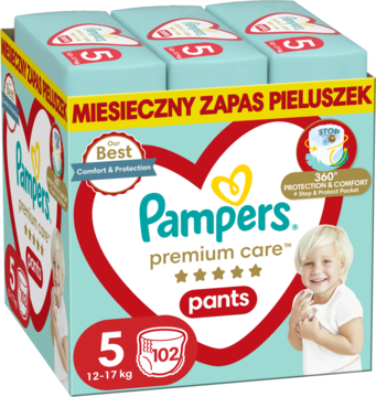 PAMPERS Premium Care ,pieluchomajtki, 12-17kg, rozmiar 5;,kompozycja-2