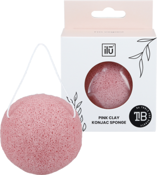 ILU ,gąbka do mycia twarzy, konjac, Różowa,kompozycja-2