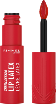 RIMMEL Thrill Seeker Lip Latex,pomadka do ust, w płynie, z kwasem hialuronowym i witaminą E, nr 400 Rimmel Red,kompozycja-2