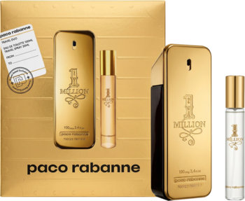 Zestaw Paco Rabanne 1 Million: złota woda toaletowa 100ml i miniatura 20ml dla mężczyzn, w pudełku.