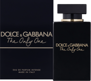 Dolce & Gabbana The Only One Intense, perfumy w czarnej butelce i opakowaniu, widok z przodu.