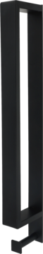 Czarny wieszak na ręczniki Ideenwelt, stal nierdzewna, pionowo ustawiony, minimalistyczny design na ciemnym tle.