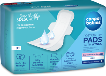 CANPOL BABIES Breathable & Discreet ,podpaski poporodowe ze skrzydełkami, na noc,kompozycja-2