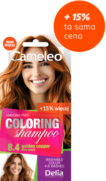 DELIA COSMETICS CAMELEO Coloring Shampoo ,szampon koloryzujący do włosów, nr 8.4 Złota Miedź,kompozycja-2