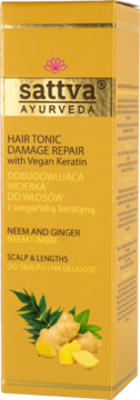 SATTVA Ayurveda ,wcierka do włosów i skóry głowy, odbudowująca, z wegańską keratyną, Neem i Imbir,kompozycja-2