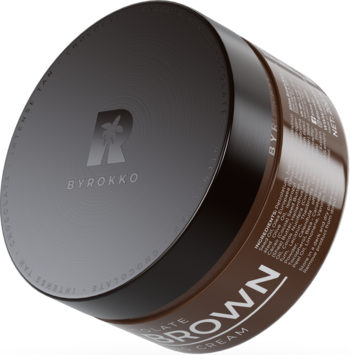 ByRokko Shine Brown Chocolade, brązowy balsam przyspieszający opalanie o zapachu czekolady, widok z boku.