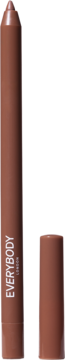 Everybody London konturówka do ust Espresso Brown. Brązowy liner z logo i zdjętą skuwką, stojący pionowo.