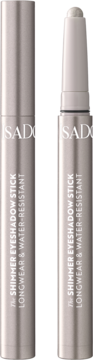 Dwa sztyfty IsaDora Shimmer Eyeshadow Stick, jeden otwarty, długotrwały i wodoodporny, widok z przodu.