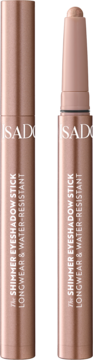 Dwa perłowe cienie w kredce IsaDora The Shimmer w odcieniu rose gold, jeden otwarty z widoczną końcówką.