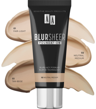 AA Blur Sheer ,podkład do twarzy, nr 02 Neutral Medium,kompozycja-2