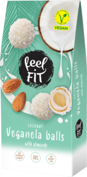FEEL FIT Veganela ,kulki kokosowe  z kremem kokosowym i migdałem, wegańskie,kompozycja-2
