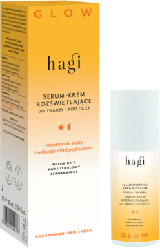 HAGI Glow ,serum-krem do twarzy i pod oczy, rozświetlający, na dzień i na noc,kompozycja-2