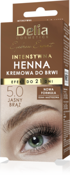 DELIA COSMETICS Eyebrow Expert ,intensywna henna do brwi, kremowa, nr 5.0, Jasny Brąz,kompozycja-2