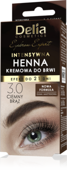 DELIA COSMETICS Eyebrow Expert ,henna do brwi, intensywna, kremowa, nr 3.0 Ciemny Brąz,kompozycja-2