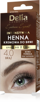 DELIA COSMETICS Eyebrow Expert ,henna do brwi, intensywna, kremowa, nr 4.0 Brąz,kompozycja-2