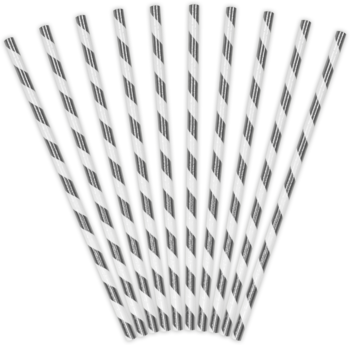 PARTYDECO ,słomki papierowe, srebrne,kompozycja-2