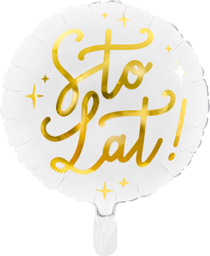 PARTYDECO ,balon foliowy, Sto Lat!, biały, 35 cm,kompozycja-2