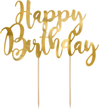 PARTYDECO ,topper na tort, Happy Birthday, złoty,kompozycja-2