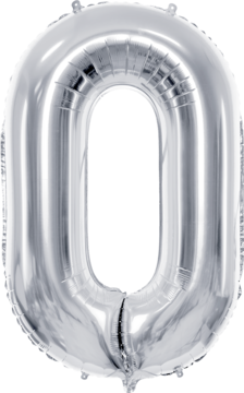 PARTYDECO ,balon foliowy, cyfra 0, srebrny, 72 cm,kompozycja-2