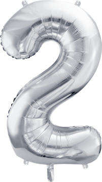PARTYDECO ,balon foliowy, cyfra 2, srebrny, 72 cm,kompozycja-2