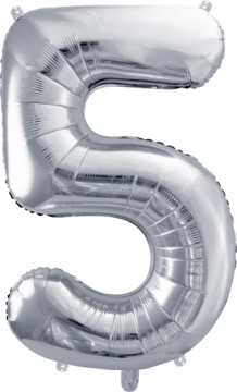 PARTYDECO ,balon foliowy, cyfra 5, srebrny, 72 cm,kompozycja-2