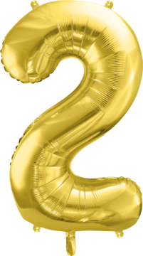 PARTYDECO ,balon foliowy, cyfra 2, złoty, 72 cm,kompozycja-2