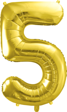 PARTYDECO ,balon foliowy, cyfra 5, złoty, 72 cm,kompozycja-2