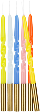 PARTYDECO ,świeczki urodzinowe, zakręcone, różne kolory, 14 cm,kompozycja-2