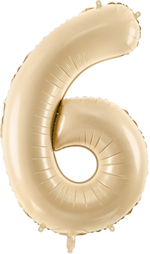 PARTYDECO ,balon foliowy, cyfra 6, beż, 72 cm,kompozycja-2