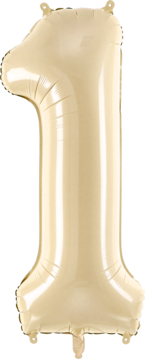 PARTYDECO ,balon foliowy, cyfra 1, beż, 72 cm,kompozycja-2