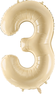 PARTYDECO ,balon foliowy, cyfra 3, beż, 72 cm,kompozycja-2