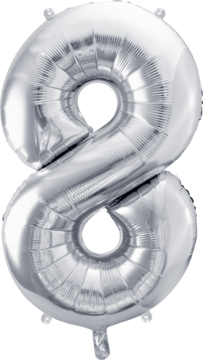 PARTYDECO ,balon foliowy, cyfra 8, srebrny, 72 cm,kompozycja-2