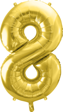 PARTYDECO ,balon foliowy, cyfra 8, złoty, 72 cm,kompozycja-2