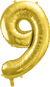 PARTYDECO ,balon foliowy, cyfra 9, złoty, 72 cm,kompozycja-2