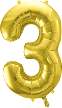 PARTYDECO ,balon foliowy, cyfra 3, złoty, 72 cm,kompozycja-2