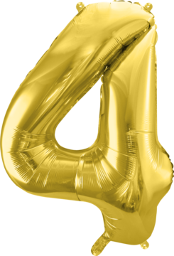 PARTYDECO ,balon foliowy, cyfra 4, złoty, 72 cm,kompozycja-2
