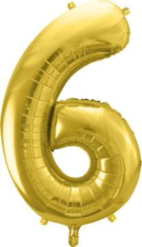 PARTYDECO ,balon foliowy, cyfra 6, złoty, 72 cm,kompozycja-2