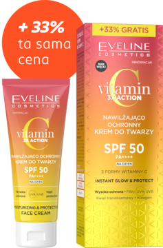 EVELINE COSMETICS Vitamin C 3xAction ,krem do twarzy, nawilżająco ochronny, SPF 50 PA++++, na dzień,kompozycja-2