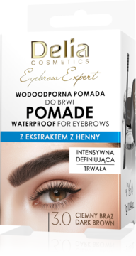 DELIA COSMETICS Eyebrow Expert ,pomada do brwi, wodoodporna, nr 3.0 Ciemny Brąz,kompozycja-2