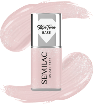 SEMILAC Skin Tone ,baza hybrydowa, kryjąca, Glitter Beige,kompozycja-2