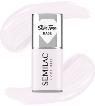 SEMILAC Skin Tone ,baza hybrydowa, kryjąca, Milky Pink,kompozycja-2