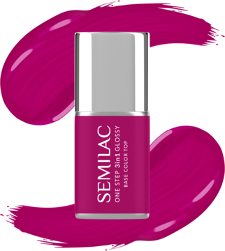 SEMILAC One Step 3in1 Glossy ,lakier hybrydowy, 3w1, nr 595 Bright Purple,kompozycja-2