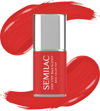 SEMILAC One Step 3in1 Glossy ,lakier hybrydowy, 3w1, nr 530 Scarlet,kompozycja-2
