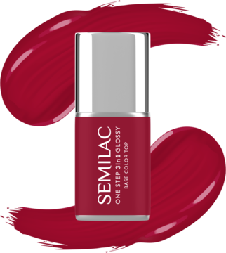 SEMILAC One Step 3in1 Glossy ,lakier hybrydowy, 3w1, nr 575 Dark Red,kompozycja-2